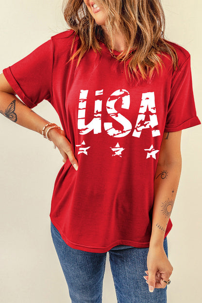 USA Round Neck Short Sleeve T-Shirt - Premium Ladies T-Shirt -  Follower Of Faith Apparel Ship From Overseas, SYNZ Shop our Christian T-Shirts & Apparel