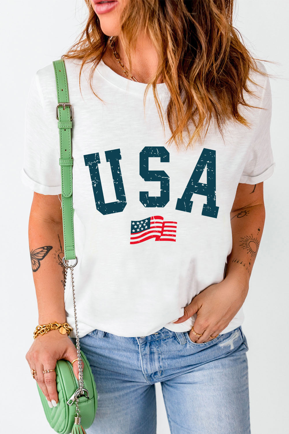 USA Round Neck Short Sleeve T-Shirt - Premium Ladies T-Shirt -  Follower Of Faith Apparel Ship From Overseas, SYNZ Shop our Christian T-Shirts & Apparel