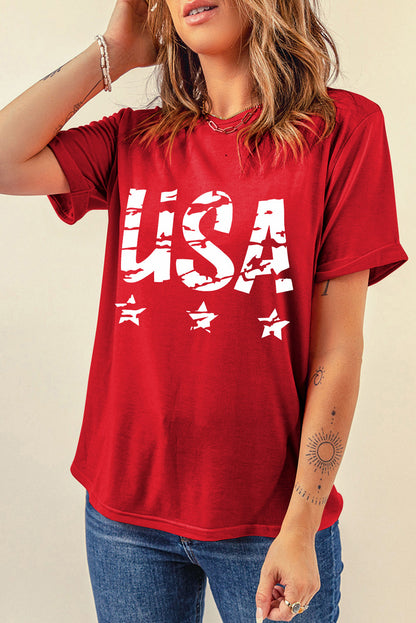 USA Round Neck Short Sleeve T-Shirt - Premium Ladies T-Shirt -  Follower Of Faith Apparel Ship From Overseas, SYNZ Shop our Christian T-Shirts & Apparel