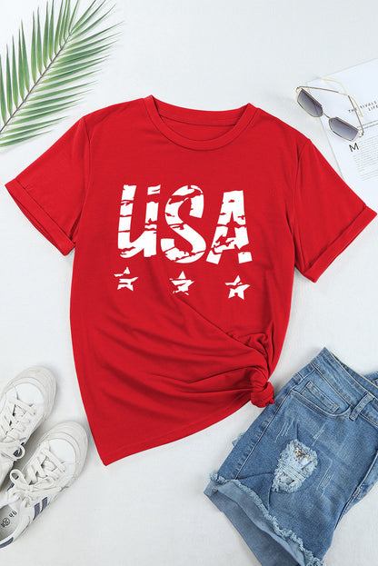 USA Round Neck Short Sleeve T-Shirt - Premium Ladies T-Shirt -  Follower Of Faith Apparel Ship From Overseas, SYNZ Shop our Christian T-Shirts & Apparel