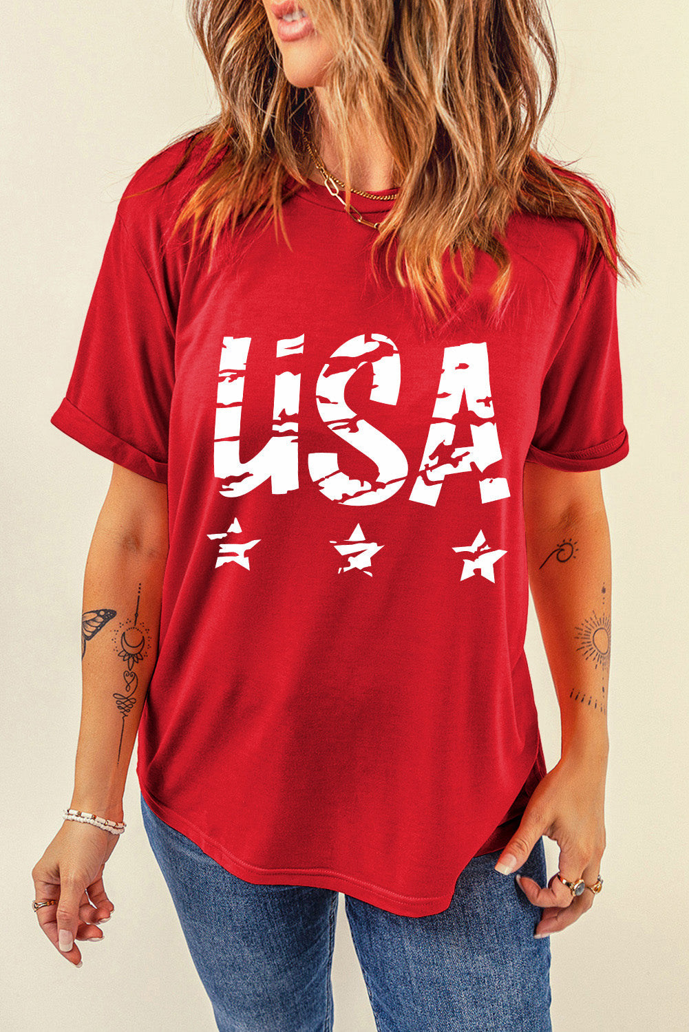 USA Round Neck Short Sleeve T-Shirt - Premium Ladies T-Shirt -  Follower Of Faith Apparel Ship From Overseas, SYNZ Shop our Christian T-Shirts & Apparel