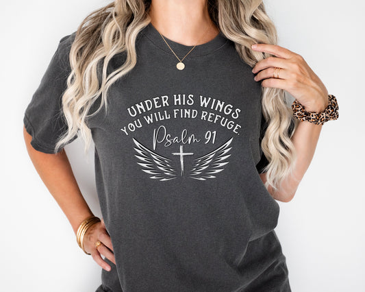 Vintage Psalm 91 Under His Wings Ladies T-shirt - Follower Of Faith Apparel