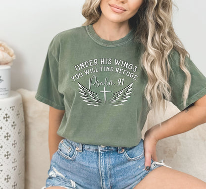 Vintage Psalm 91 Under His Wings Ladies T-shirt - Follower Of Faith Apparel