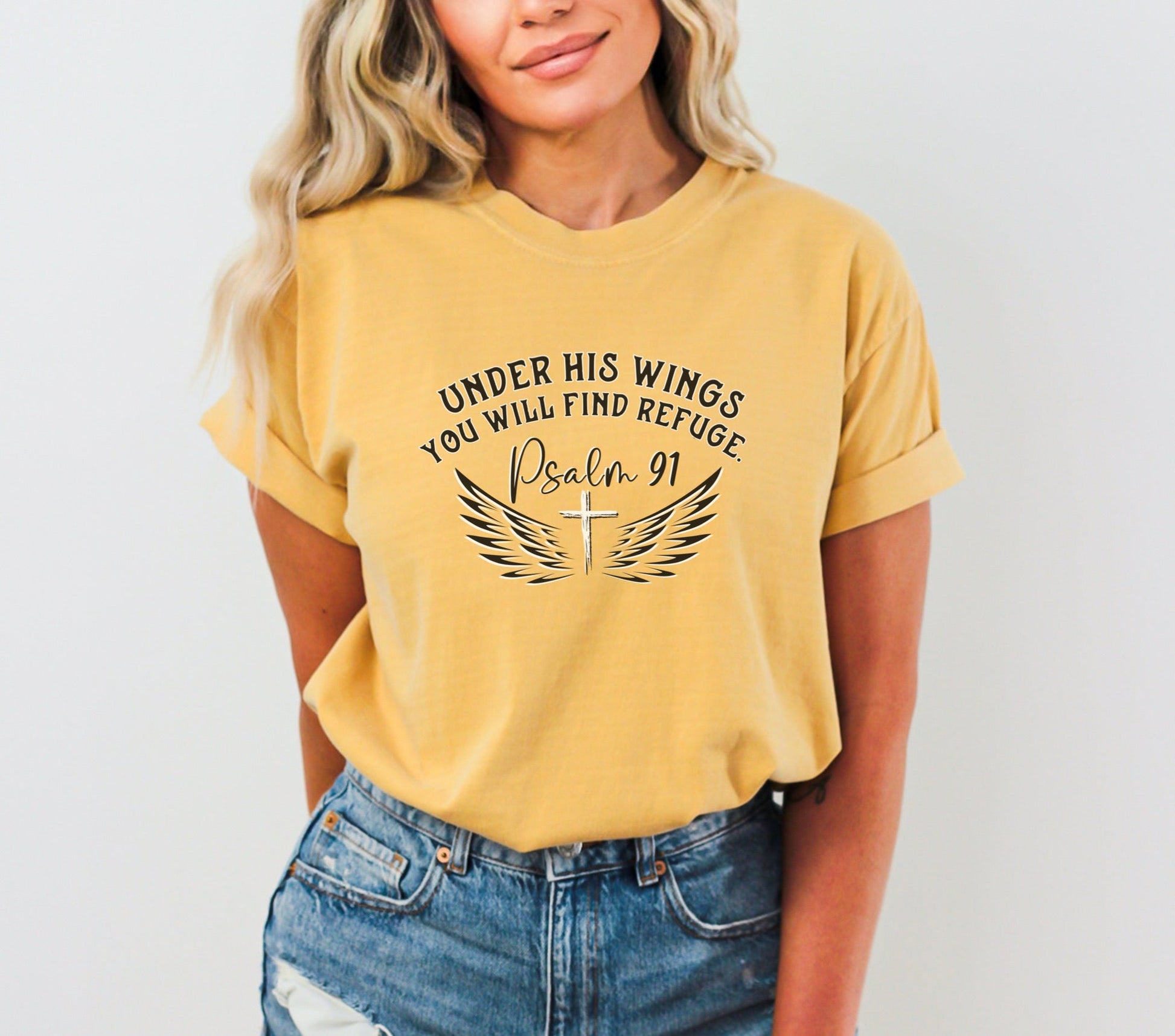 Vintage Psalm 91 Under His Wings Ladies T-shirt - Follower Of Faith Apparel