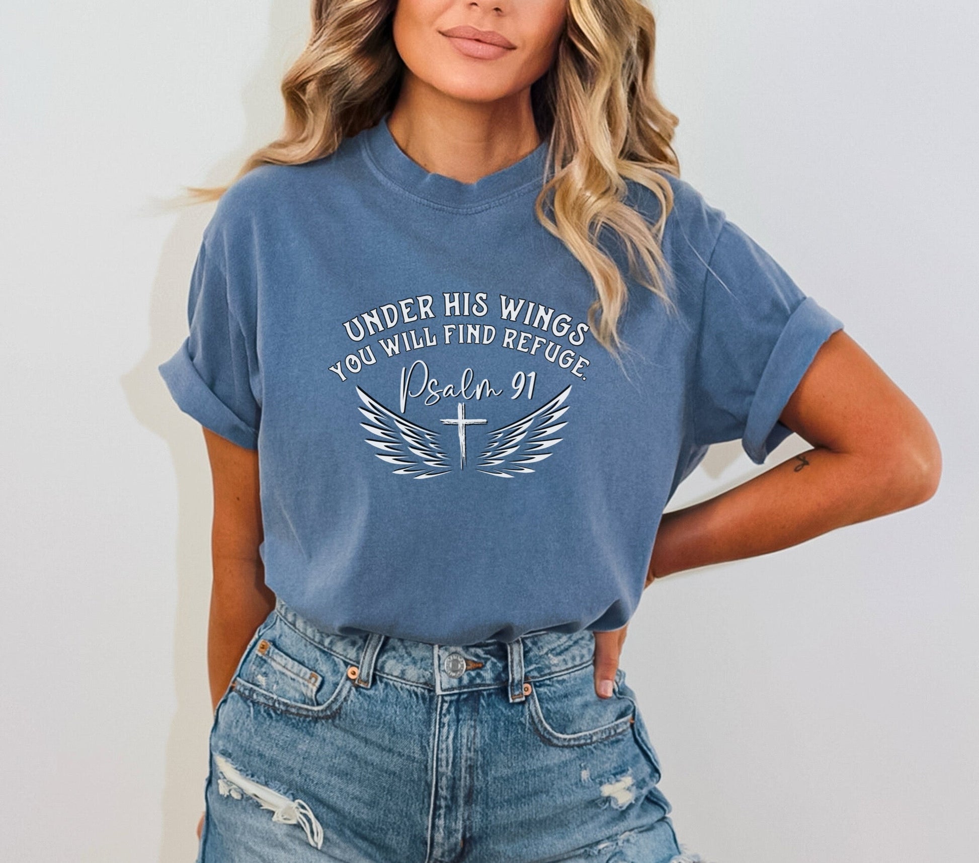 Vintage Psalm 91 Under His Wings Ladies T-shirt - Follower Of Faith Apparel