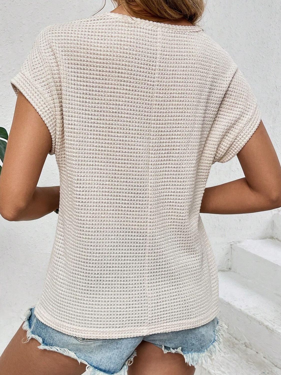 Waffle-Knit Round Neck Ladies Top - Premium Ladies T-Shirt -  Follower Of Faith Apparel A@X@E, Boho crochet top, Boho style, Clothing for women, Ladies boho top, Ladies tops, new, new arrival, On sale, Sale, Ship From Overseas, Vintage clothing for women, Womens boho top, Women’s apparel, Women’s chic top, Women’s Clothing, Women’s tops, Women’s wear Shop our Christian T-Shirts & Apparel