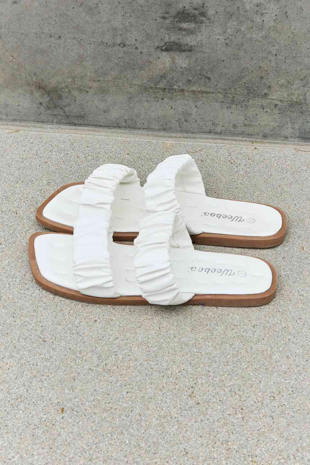 Weeboo Double Strap Scrunch Sandal in White - Follower Of Faith Apparel