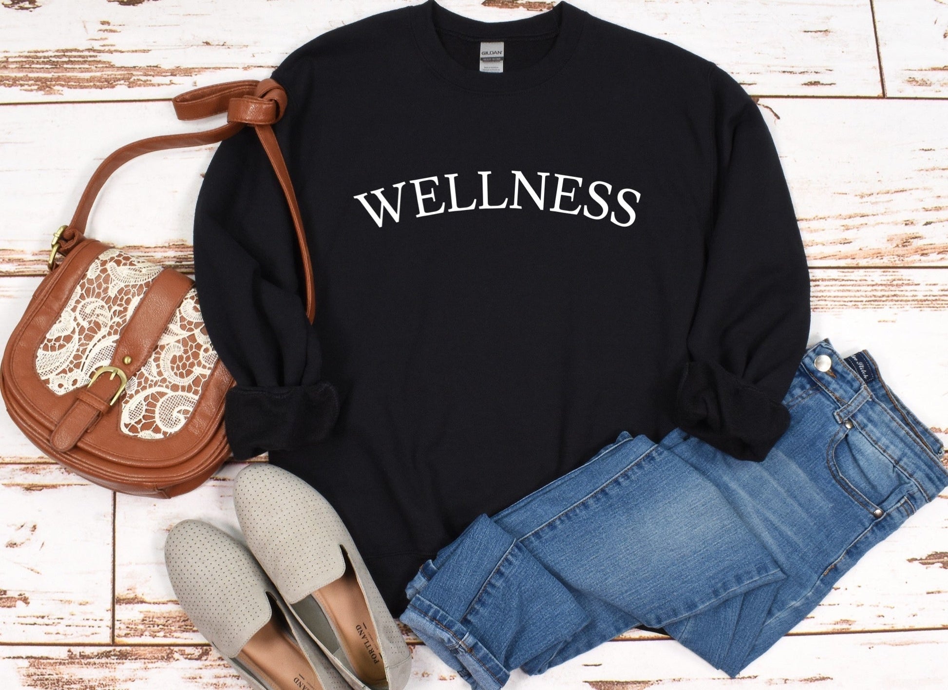 Wellness Ladies Minimalist Sweatshirt - Premium Sweatshirt -  Follower Of Faith ApparelChristian, Crew neck, DTG, Faith, fast delivery, Ladies sweatshirt, Minimalist Christian apparel, Minimalist sweatshirts, new, Regular fit, Sweatshirts, Unisex, Wellness sweatshirt, Wellness tee, Winter wear, Women's Clothing Shop our Christian T-Shirts & Apparel