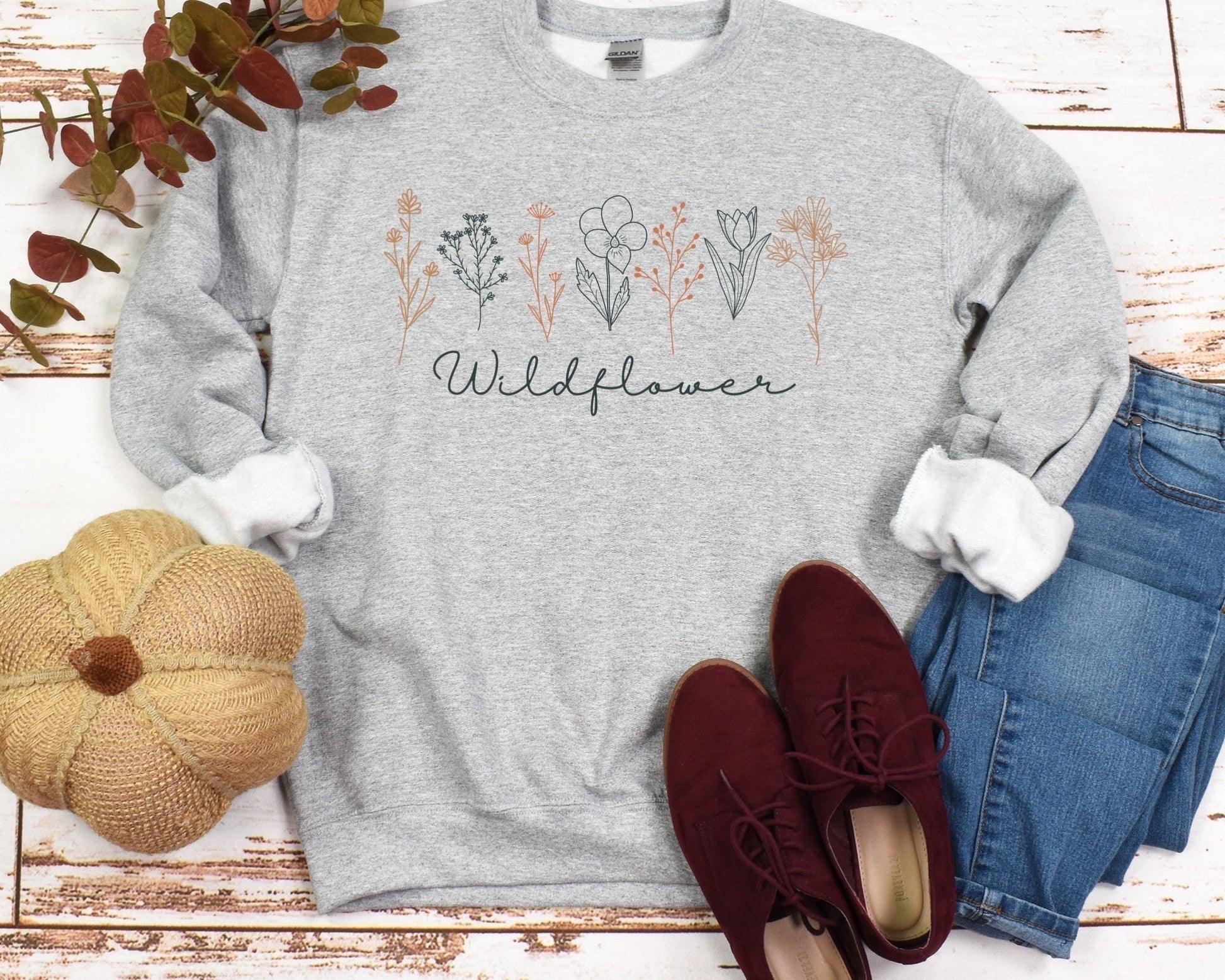 Wildflower Minimalist Ladies Sweatshirt - Premium Sweatshirt -  Follower Of Faith ApparelCrew neck, DTG, Fall apparel, Ladies minimalist, Ladies Minimalist sweatshirts, Minimalist apparel, Regular fit, Sweatshirts, Unisex, Valentine's Day Picks, Wildflower sweatshirt, Winter wear, Women's Clothing Shop our Christian T-Shirts & Apparel