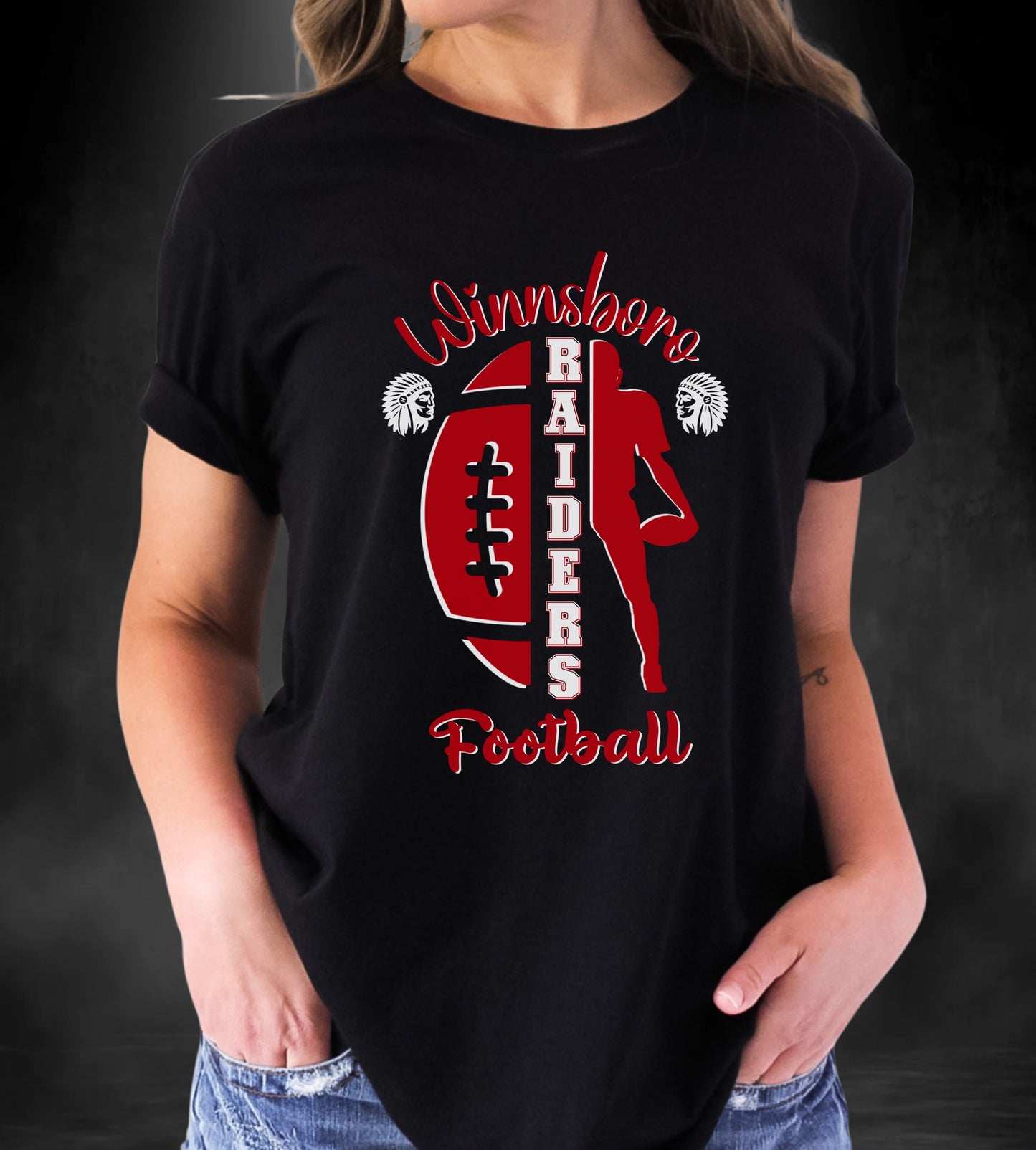 Winnsboro Raiders Football T-Shirt - Follower Of Faith Apparel 3XL-Black