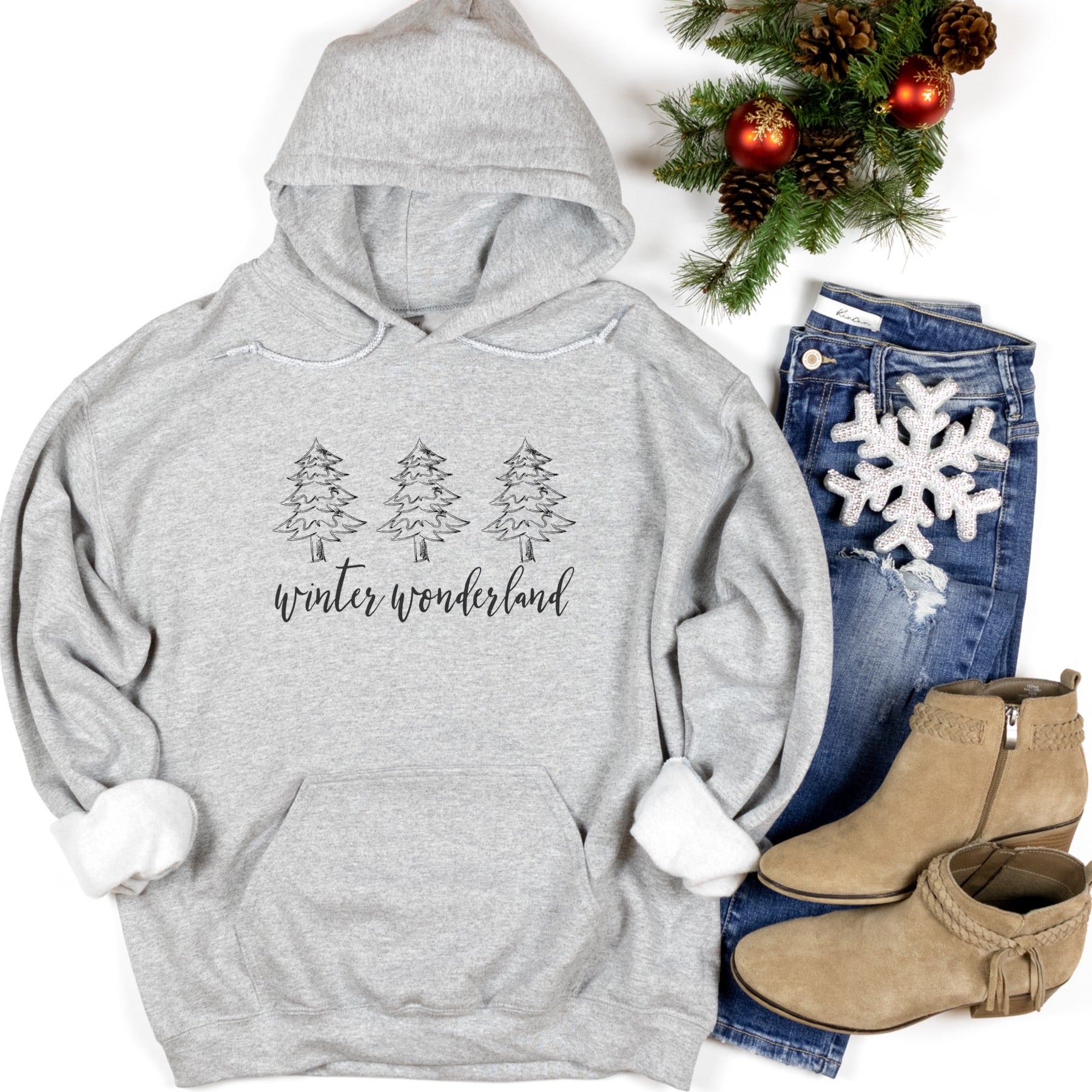 Winter Wonderland Ladies Hoodie - Premium Hoodie -  Follower Of Faith ApparelChristmas apparel, Christmas clothing, Christmas tree hoodie, Holiday apparel, Holiday collection, Hoodies, Ladies hoodie, New, Regular fit, Unisex, Winter clothing for women, Winter wonderland hoodie, Women's Clothing Shop our Christian T-Shirts & Apparel