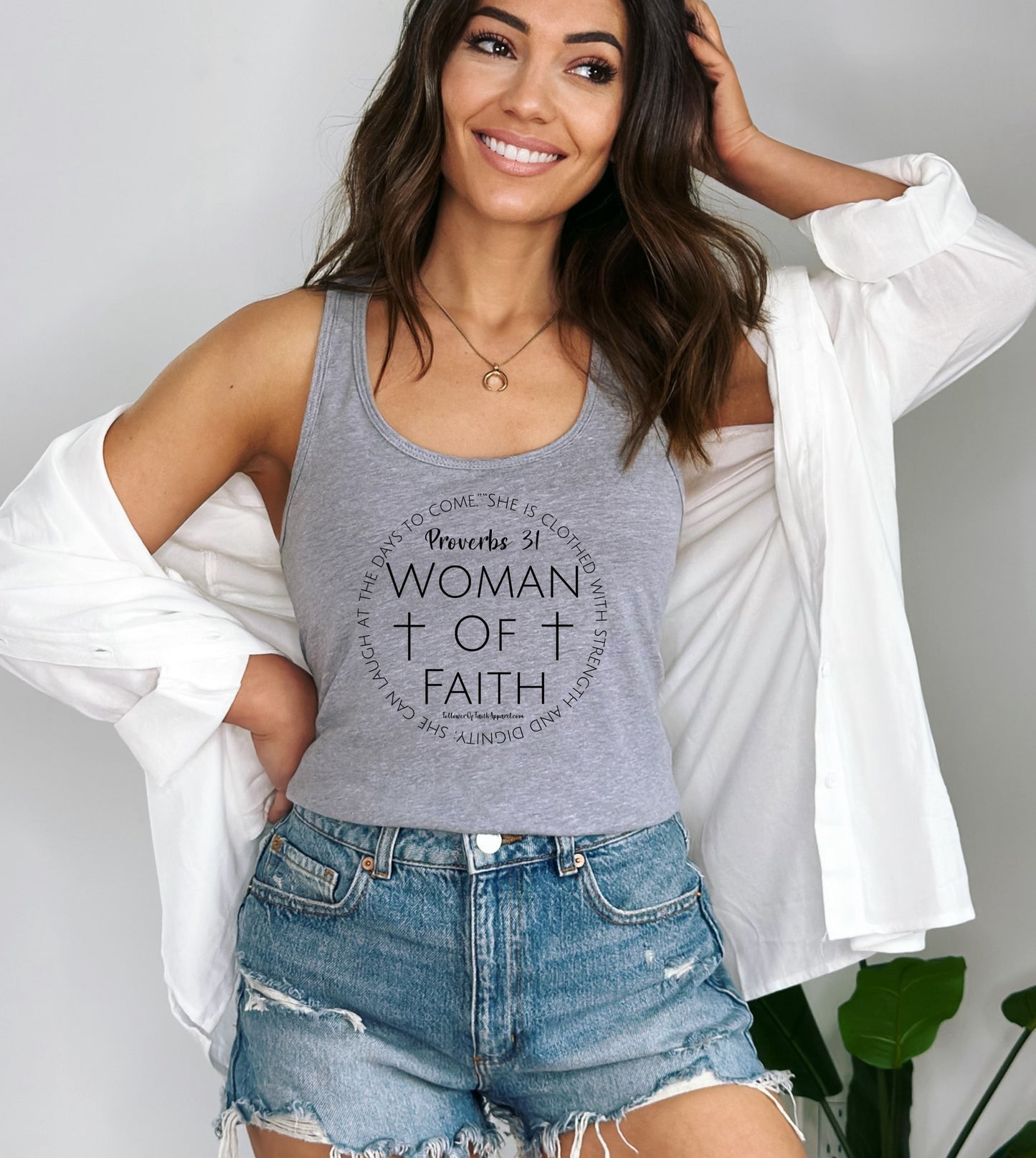 Women Of Faith Ladies Racerback Tank Top Tank Top Follower Of Faith Apparel