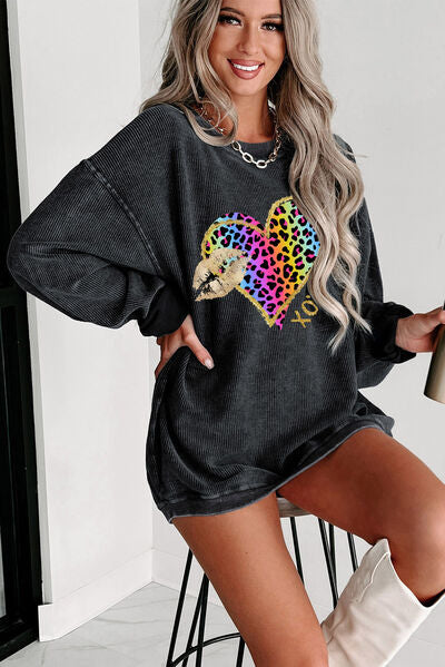 XOXO Leopard Ladies Sweatshirt - Premium Sweatshirt -  Follower Of Faith Apparel Ladies sweatshirt, Ladies sweatshirts, new arrival, new arrivals, newest arrival, Ship From Overseas, SYNZ, Valentine's Day Picks, Valentines day, Valentines picks Shop our Christian T-Shirts & Apparel