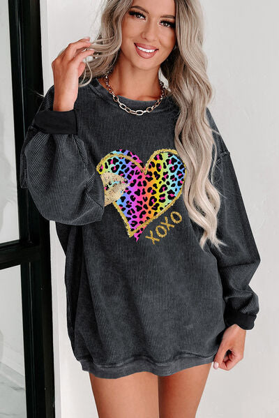 XOXO Leopard Ladies Sweatshirt - Premium Sweatshirt -  Follower Of Faith Apparel Ladies sweatshirt, Ladies sweatshirts, new arrival, new arrivals, newest arrival, Ship From Overseas, SYNZ, Valentine's Day Picks, Valentines day, Valentines picks Shop our Christian T-Shirts & Apparel