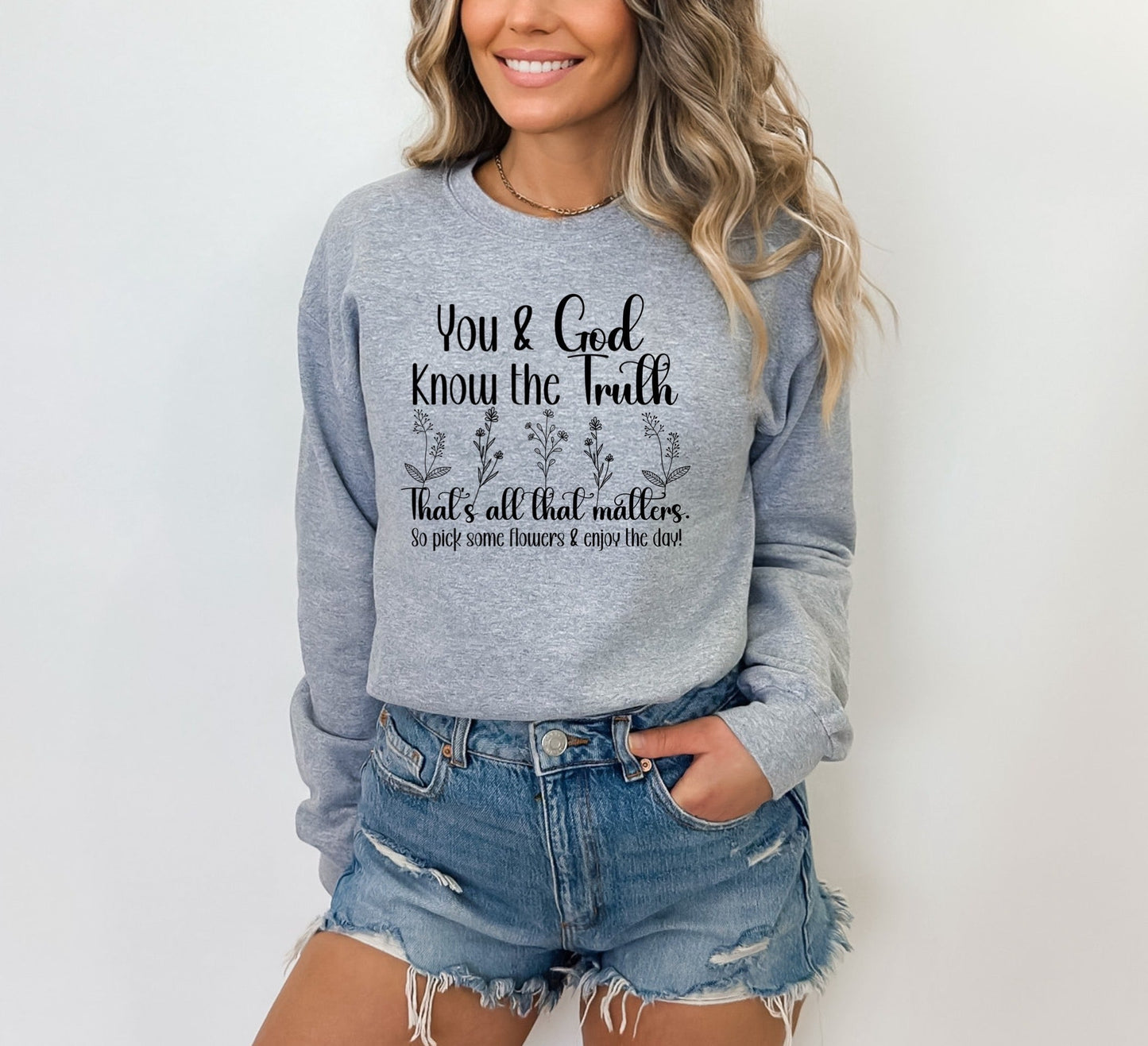 You & God Know The Truth Ladies Sweatshirt - Premium Ladies Sweatshirt -  Follower Of Faith Apparel Christian sweatshirt, Crew neck, DTG, Faith based apparel, ladies Christian apparel, Ladies Christian sweatshirt, Ladies sweatshirt, Ladies sweatshirts, Regular fit, Sweatshirts, Unisex, Valentine's Day Picks, Women's Clothing, You and god know the truth tee Shop our Christian T-Shirts & Apparel