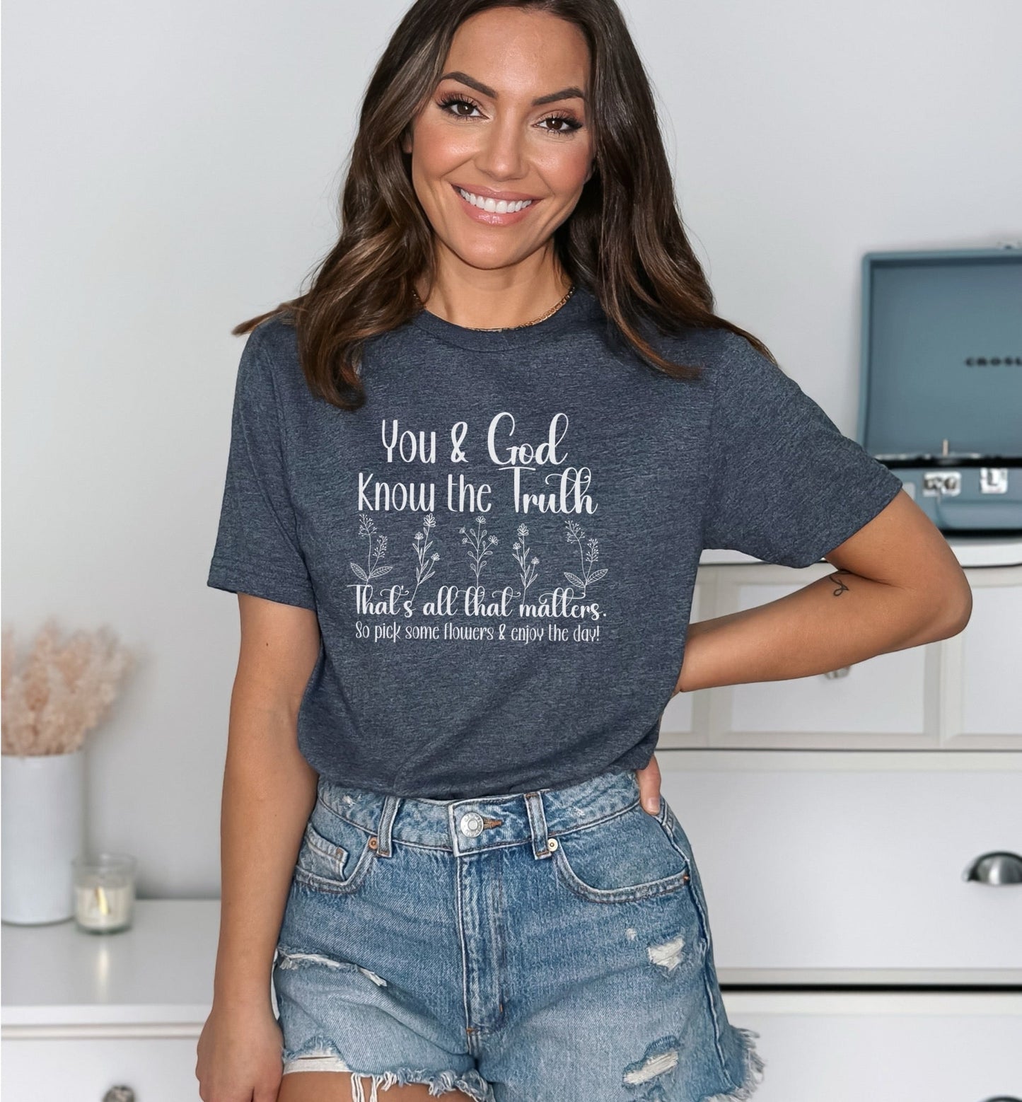 You & God Know The Truth Ladies T-Shirt - Premium Ladies T-Shirt -  Follower Of Faith ApparelBible verse tee, Christian t shirt, Cotton, Crew neck, Faith based tee, Floral tee, God and you know the truth, ladies Christian apparel, Ladies Christian t shirt, ladies Christian t shirts, ladies Christian tees, Ladies Christian vintage t shirts, Ladies short sleeve tee, Neck Labels, Regular fit, T-shirts, Women's Clothing, Women’s Christian t-shirt Shop our Christian T-Shirts & Apparel