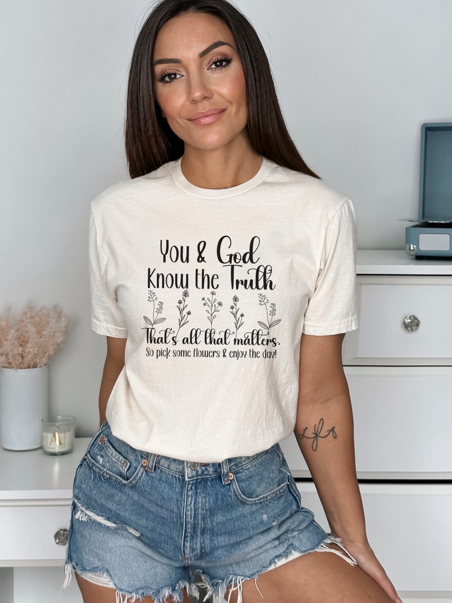 You & God Know The Truth Ladies T-Shirt - Premium Ladies T-Shirt -  Follower Of Faith ApparelBible verse tee, Christian t shirt, Cotton, Crew neck, Faith based tee, Floral tee, God and you know the truth, ladies Christian apparel, Ladies Christian t shirt, ladies Christian t shirts, ladies Christian tees, Ladies Christian vintage t shirts, Ladies short sleeve tee, Neck Labels, Regular fit, T-shirts, Women's Clothing, Women’s Christian t-shirt Shop our Christian T-Shirts & Apparel