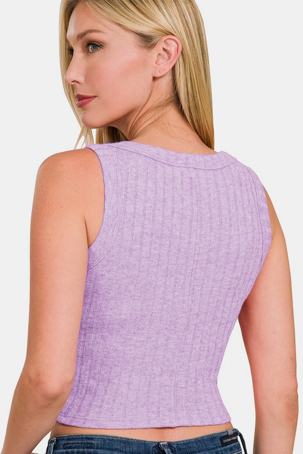 Zenana Ribbed Cropped Tank In Lavender - Premium Ladies Tank Top -  Follower Of Faith Apparel Fast delivery, fast shipping, ladies vintage tank top, lavender, Lavender cropped tank top, On sale, Sale, Ship from USA, Vintage tank, Vintage tank top, Women’s Clothing, Women’s tops, Women’s vintage clothing, Zenana, Zenana Cropped Tank Shop our Christian T-Shirts & Apparel