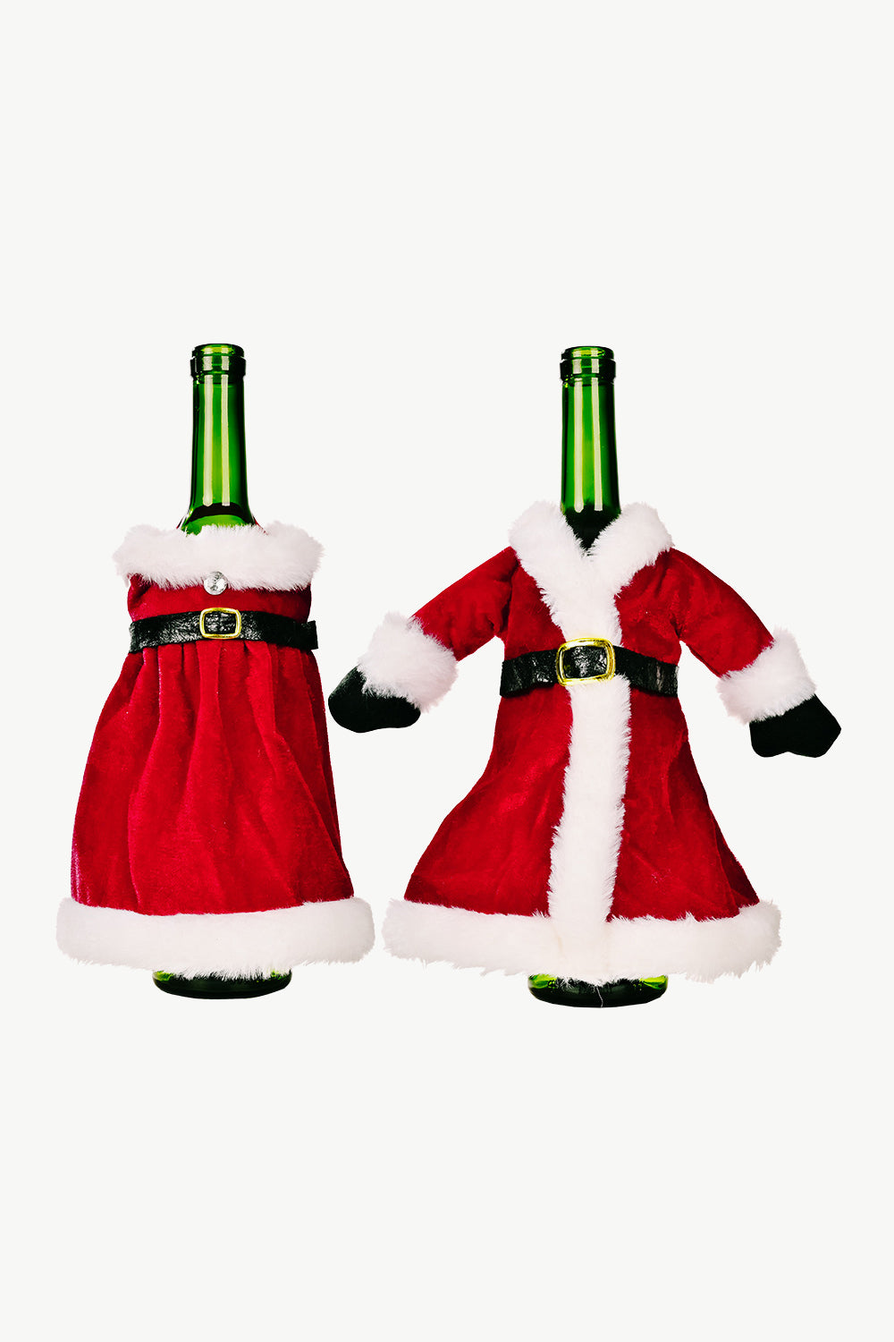 2-Pack Christmas Dress Wine Bottle Covers - Premium Home & Decor -  Follower Of Faith Apparel Christmas decor, Christmas wine gift, Gifts for Christmas, H&Bi, new, new arrival, Santa, Santa wine bottle cover, Ship From Overseas, Wine bottle Christmas decoration, Wine bottle decor, Wine bottle santa suit, Wine gift decor Shop our Christian T-Shirts & Apparel