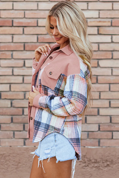 Plaid Button Up Long Sleeve Shacket - Premium Ladies Shacket -  Follower Of Faith Apparel Ship From Overseas, SYNZ Shop our Christian T-Shirts & Apparel