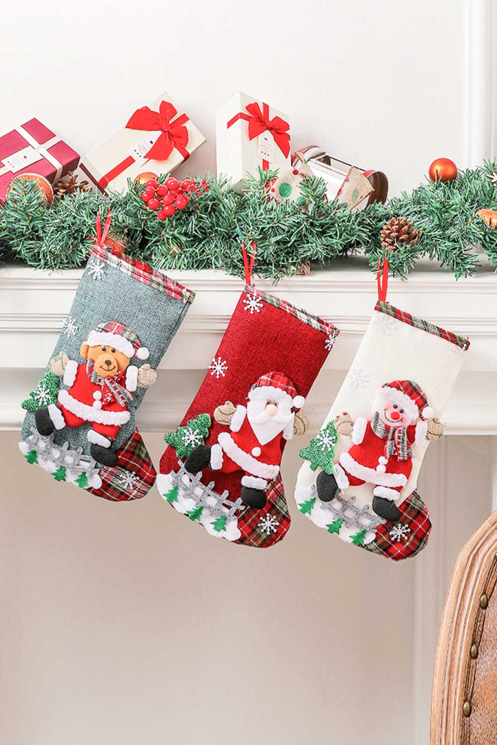 4-Pack Plaid Christmas Stockings - Premium Home & Decor -  Follower Of Faith Apparel 4 pack holiday stockings, Christmas decor, Christmas family stockings, Christmas stockings, H&Bi, Holiday cheer, Holiday decor, Home & Decor, Living decor, new, new arrival, Ship From Overseas Shop our Christian T-Shirts & Apparel