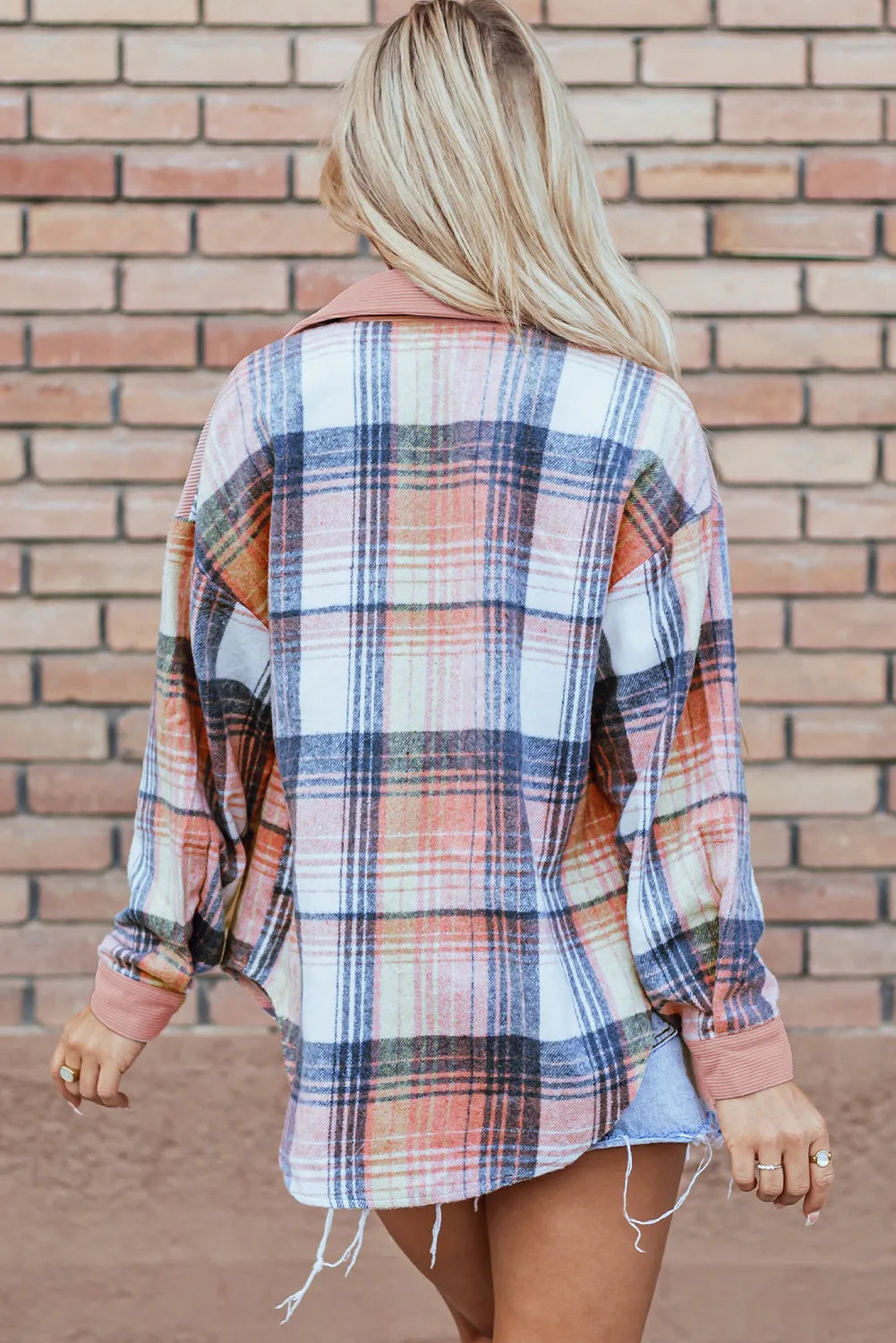 Plaid Button Up Long Sleeve Shacket - Premium Ladies Shacket -  Follower Of Faith Apparel Ship From Overseas, SYNZ Shop our Christian T-Shirts & Apparel