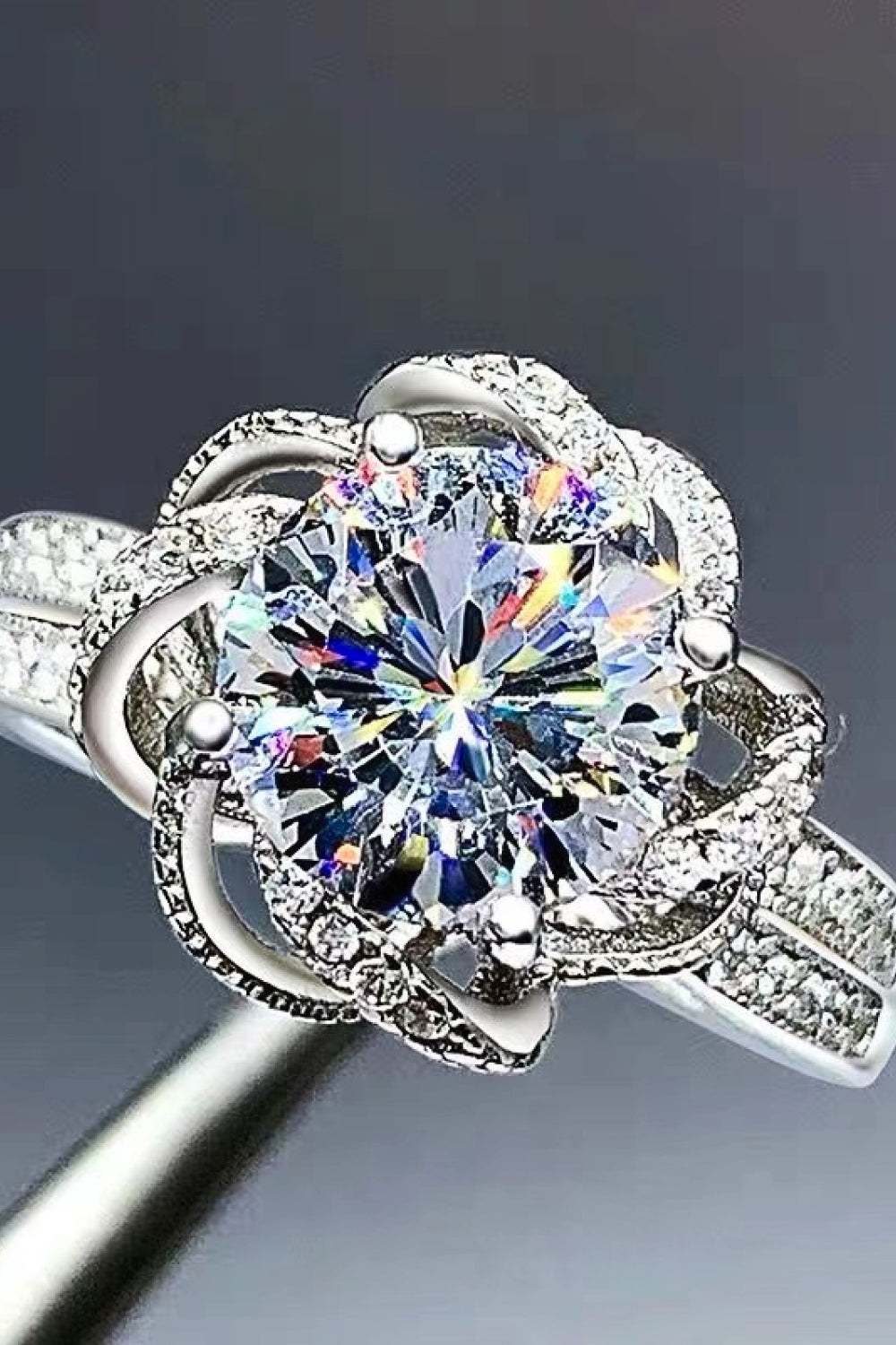 2 Carat Moissanite Floral Platinum-Plated Ring - Premium Ring -  Follower Of Faith Apparel 2 carat, 2 Carat Moissanite ring, Bright, Moisessanite ring, Moissanite engagement ring, moissanite ring, Moissanite wedding ring, new arrival, new arrivals, Sale, Ship From Overseas Shop our Christian T-Shirts & Apparel