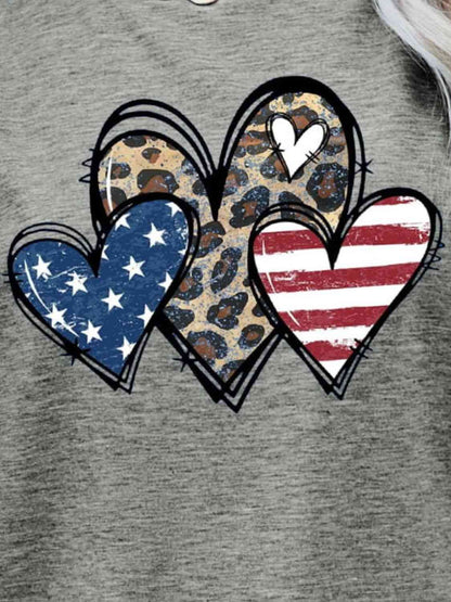 US Flag Leopard Heart Flag T-Shirt - Follower Of Faith Apparel