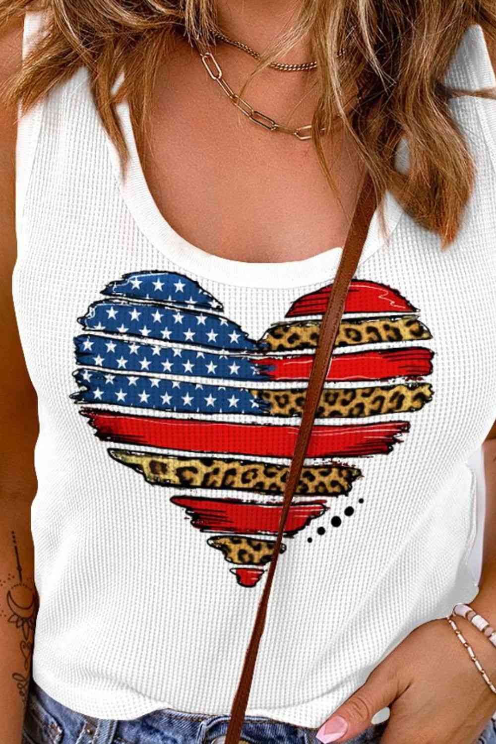 Star and Stripe Heart Graphic Scoop Neck Tank - Premium Ladies Tank Top -  Follower Of Faith ApparelShip From Overseas, SYNZ Shop our Christian T-Shirts & Apparel