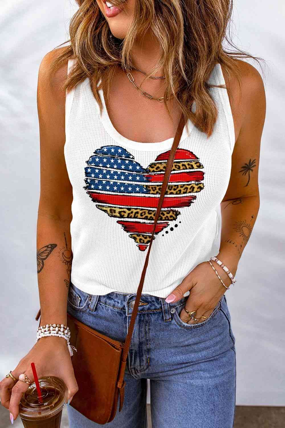 Star and Stripe Heart Graphic Scoop Neck Tank - Premium Ladies Tank Top -  Follower Of Faith ApparelShip From Overseas, SYNZ Shop our Christian T-Shirts & Apparel