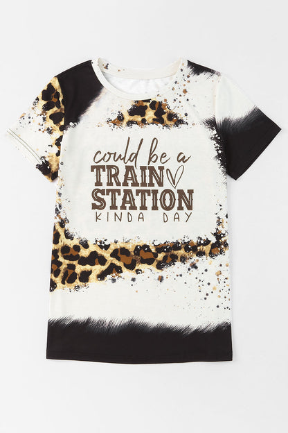 COULD BE A TRAIN STATION KINDA DAY Ladies T-Shirt - Premium Ladies T-Shirt -  Follower Of Faith Apparel Cowgirl leopard cowhide print shirt, Ladies leopard tee, ladies Short sleeve, ladies Short Sleeve t shirt, ladies Short Sleeve tee, Leopard print, Leopard tee, Leopard top, new, new arrival, new arrivals, Sale, Ship From Overseas, SYNZ, Train station kind of day tee, Women’s t shirt Shop our Christian T-Shirts & Apparel