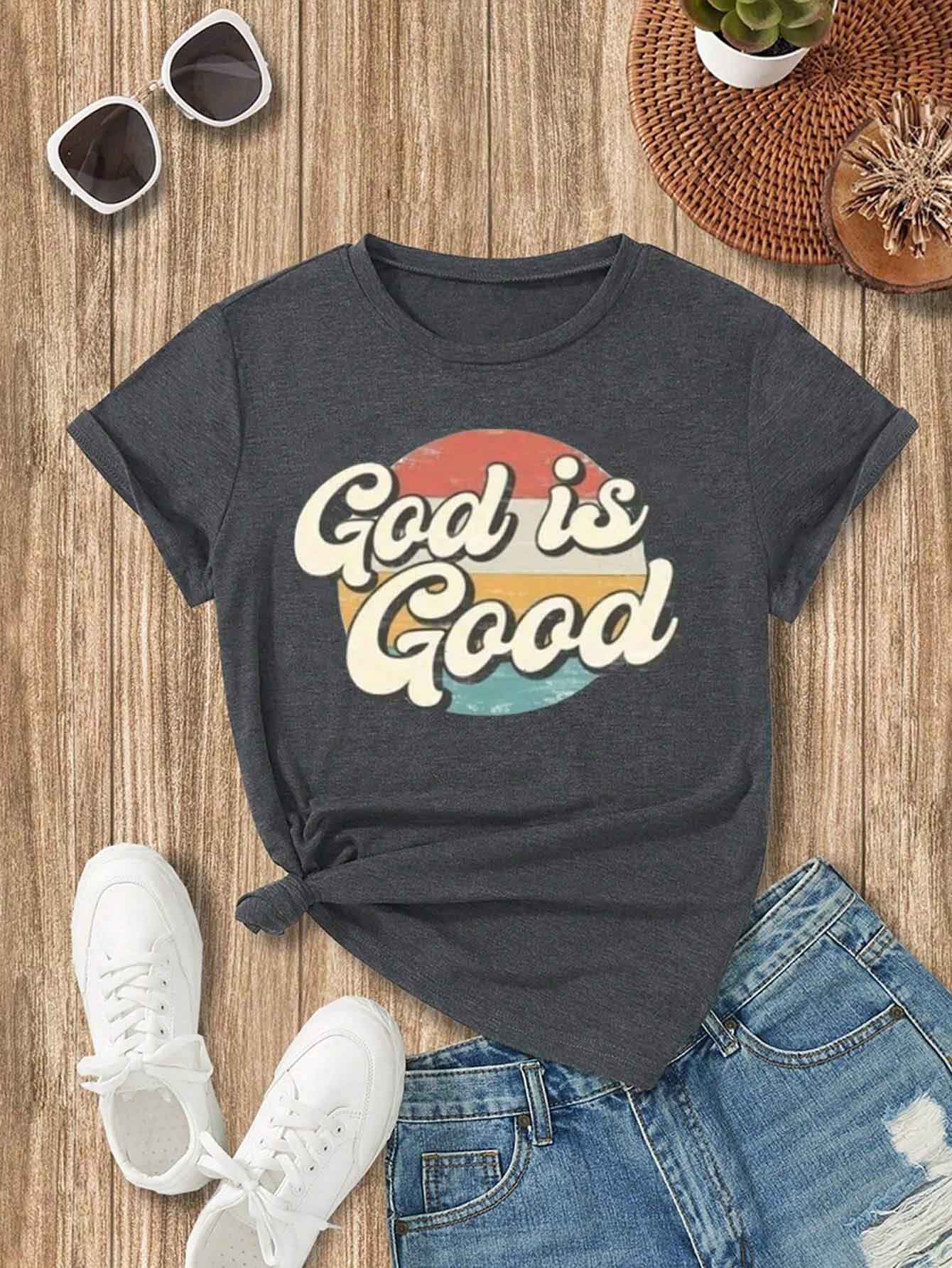 GOD IS GOOD Ladies T-Shirt - Premium Ladies T-Shirt -  Follower Of Faith Apparel Christian T shirt, Christian T shirt for women, Christian t shirts for ladies, G@L@X, God is good tee, ladies Short sleeve, ladies Short Sleeve t shirt, ladies Short Sleeve tee, ladies short sleeve tees, new arrival, new arrivals, Retro God is Good tee, Retro tee, Sale, Ship From Overseas, women's Christian tees, Women’s Christian t shirts, Women’s Christian t-shirt Shop our Christian T-Shirts & Apparel