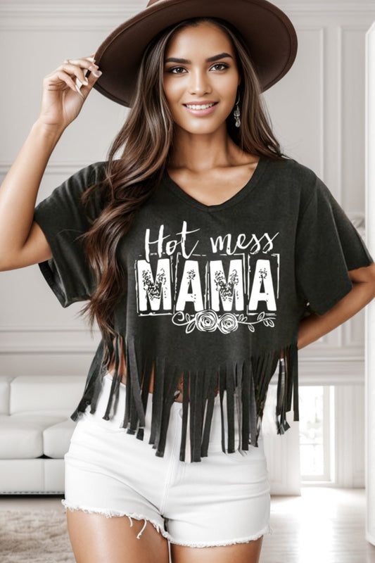 HOT MESS MAMA Fringe Ladies T-Shirt - Premium Ladies T-Shirt -  Follower Of Faith Apparel Fringe tee, funny mom t shirts, Hot mess mama, Hot mess momma, Mama apparel, mama clothing, Mama tshirt, Mom t shirts, mom tees, Mother's Day, mothers day gift, new arrival, new arrivals, Sale, Ship From Overseas, SYNZ Shop our Christian T-Shirts & Apparel