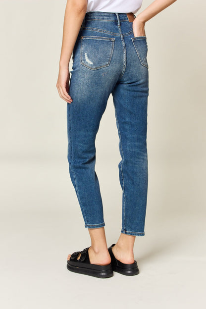 Judy Blue Katy Tummy Control High-Rise Slim Jeans - Premium Ladies jeans -  Follower Of Faith Apparel Fast delivery, fast shipping, JB Judy Blue, Judy Blue, Judy blue distressed, judy blue high waist jeans, Judy blue high waisted, Judy Blue Jeans, Judy blue tummy control, Ladies Jeans, Ship from USA, womens apparel, Womens bottoms, Womens clothing, womens jeans, womens wear Shop our Christian T-Shirts & Apparel