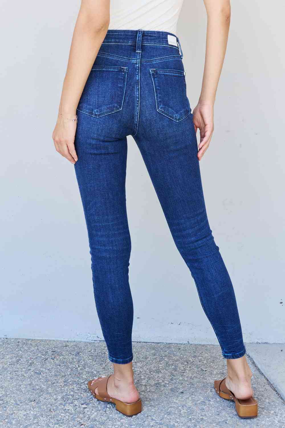 Judy Blue Marie Mid Rise Crinkle Ankle Skinny Jeans - Follower Of Faith Apparel