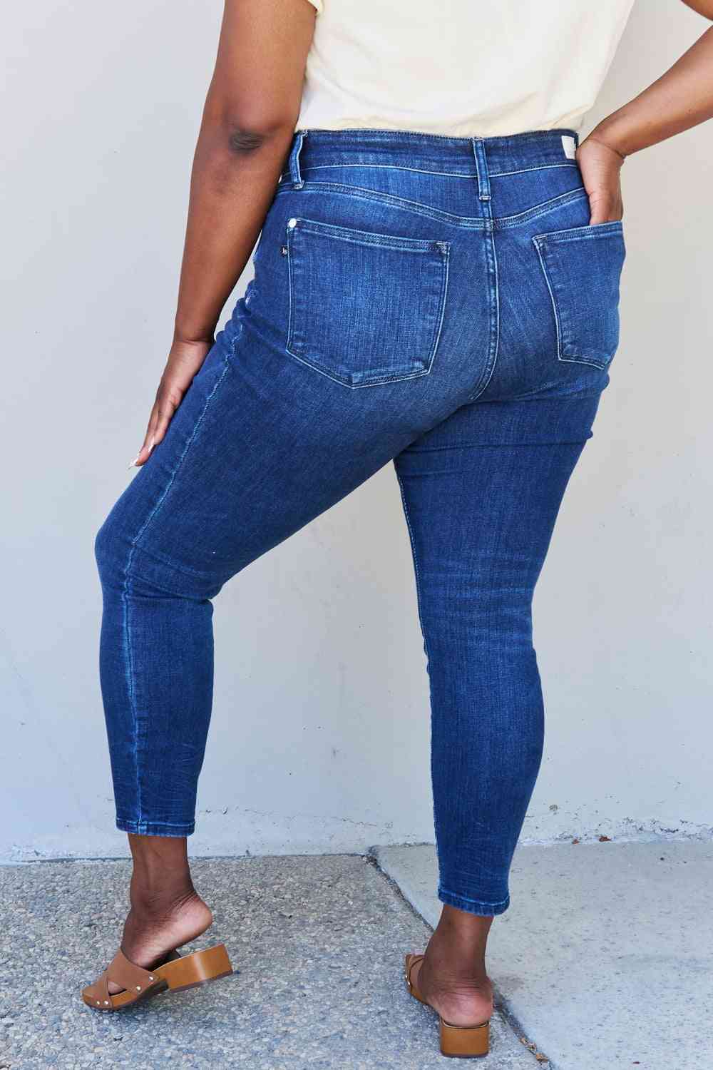 Judy Blue Marie Mid Rise Crinkle Ankle Skinny Jeans - Follower Of Faith Apparel