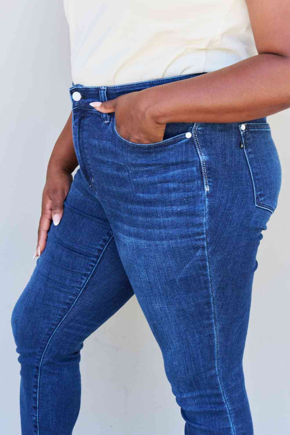 Judy Blue Marie Mid Rise Crinkle Ankle Skinny Jeans - Follower Of Faith Apparel