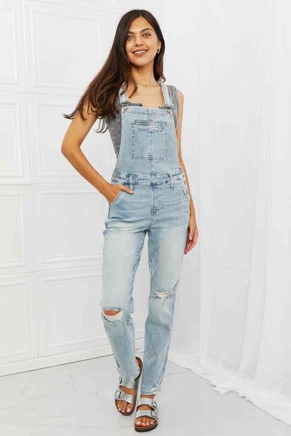 Judy Blue Melina Distressed Straight Leg Overall Jeans - Follower Of Faith Apparel