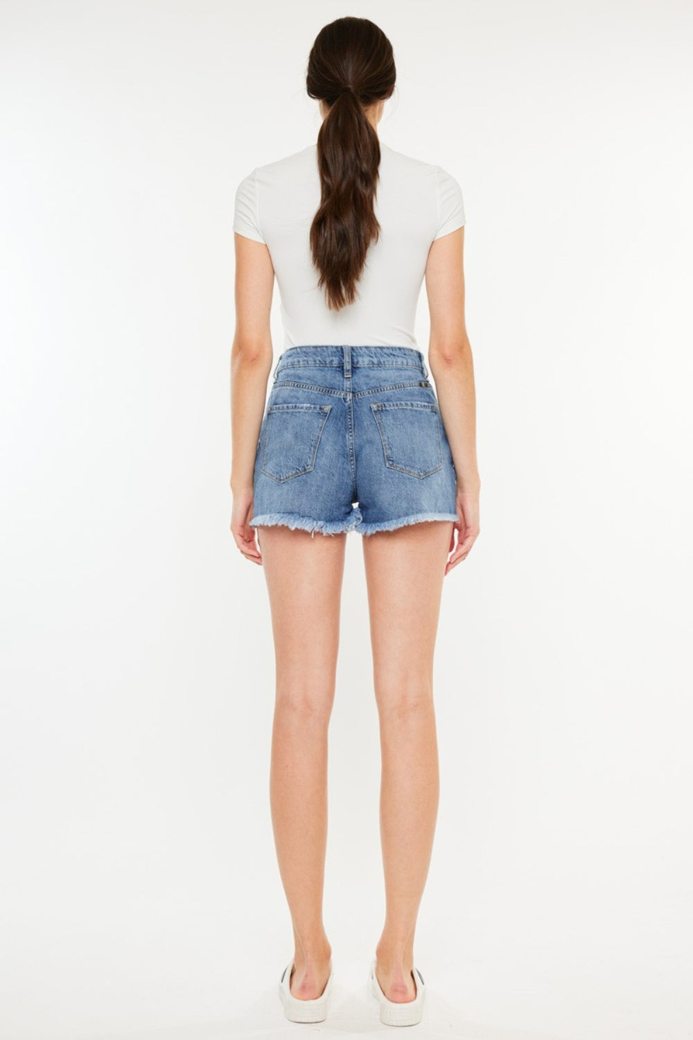 Kancan Anna Distressed Raw Hem High Waist Denim Shorts - Premium Ladies shorts -  Follower Of Faith Apparel Fast delivery, fast shipping, Kancan, Kancan denim shorts, Kancan distressed shorts, Kancan high waisted, Kancan shorts, Kancan shorts fringe, Ladies Shorts, new, new arrival, new arrivals, Sale, Ship from USA, Women’s apparel, Women’s shorts, Women’s summer apparel Shop our Christian T-Shirts & Apparel