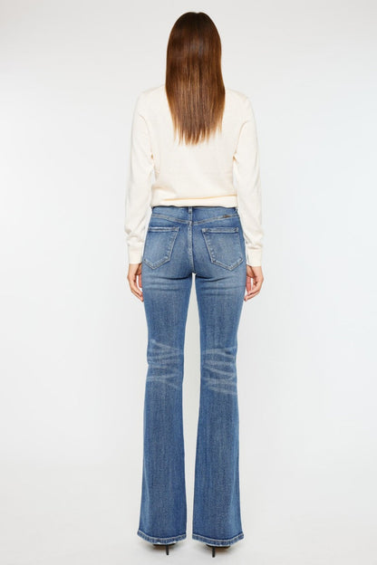 Kancan Cat's Whiskers High Waist Flare Jeans - Premium Ladies jeans -  Follower Of Faith Apparel Fast delivery, fast shipping, Kancan, Kancan cat whiskers jeans, Kancan distressed shorts, Kancan flare jeans, Kancan high rise, Kancan high rise flare jeans, kancan high waist flare jeans, Kancan vintage, Kancan vintage jeans, new arrival, new arrivals, Sale, Ship from USA Shop our Christian T-Shirts & Apparel