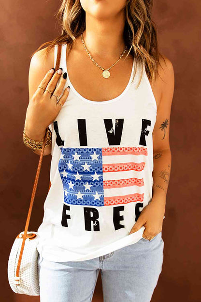 LIVE FREE Stars and Stripes Flag Ladies Tank Top - Premium Ladies Tank Top -  Follower Of Faith Apparel 4th of July tank top, Christian tank tops for women, Fourth of July tank top, Graphic tank top for women, Ladies summer tank tops, Ladies Tank Tops, Live free tank, Ship From Overseas, Shipping delay February 9 - February 11, summer tank tops, SYNZ, Tank Tops, usa flag tank, women's tank top, Women’s USA flag tank top Shop our Christian T-Shirts & Apparel