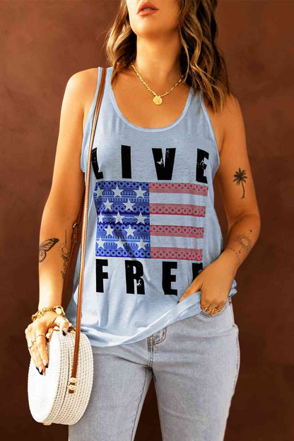 LIVE FREE Stars and Stripes Flag Ladies Tank Top - Premium Ladies Tank Top -  Follower Of Faith Apparel 4th of July tank top, Christian tank tops for women, Fourth of July tank top, Graphic tank top for women, Ladies summer tank tops, Ladies Tank Tops, Live free tank, Ship From Overseas, Shipping delay February 9 - February 11, summer tank tops, SYNZ, Tank Tops, usa flag tank, women's tank top, Women’s USA flag tank top Shop our Christian T-Shirts & Apparel