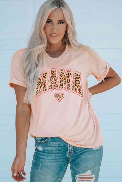 Mama Heart Leapord Ladies T-Shirt - Follower Of Faith Apparel