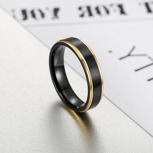 Men’s Black/Gold Contrast Titanium Steel Ring - Premium Ring -  Follower Of Faith Apparel Best seller mens, Black/Gold wedding band for men, jewelry sale, Mens black gold wedding band, Mens ring, Mens titanium steel wedding ring, Mens wedding band, Men’s affordable wedding band for men, Sale, Ship From Overseas, Shipping delay January 28 - February 19, X&L Shop our Christian T-Shirts & Apparel