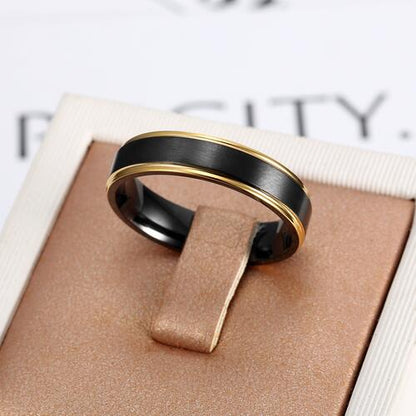 Men’s Black/Gold Contrast Titanium Steel Ring - Premium Ring -  Follower Of Faith Apparel Best seller mens, Black/Gold wedding band for men, jewelry sale, Mens black gold wedding band, Mens ring, Mens titanium steel wedding ring, Mens wedding band, Men’s affordable wedding band for men, Sale, Ship From Overseas, Shipping delay January 28 - February 19, X&L Shop our Christian T-Shirts & Apparel