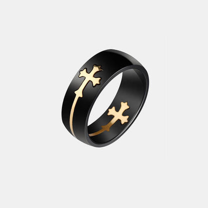 Men’s Cross Titanium Steel Ring - Premium Ring -  Follower Of Faith Apparel Black gold cross ring for men, Cross ring for men, jewelry sale, Mens cross ring, Men’s jewelry, Sale, Ship From Overseas, Shipping delay January 28 - February 19, Titanium cross ring, X&L Shop our Christian T-Shirts & Apparel