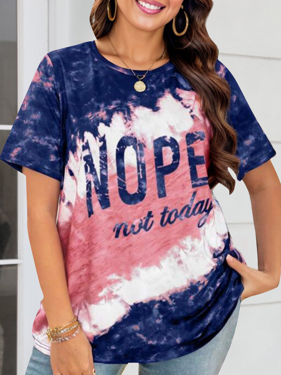 NOPE NOT TODAY Ladies T-Shirt - Premium Ladies T-Shirt -  Follower Of Faith Apparel ladies Short sleeve, ladies Short Sleeve t shirt, ladies Short Sleeve tee, new arrival, new arrivals, Nope not today t shirt, Sale, Ship From Overseas, T@D, Tie dye ladies, Tie dye nope not today tee, Tie dye tee, womens apparel, Womens short sleeve t shirt, Womens t shirt Shop our Christian T-Shirts & Apparel