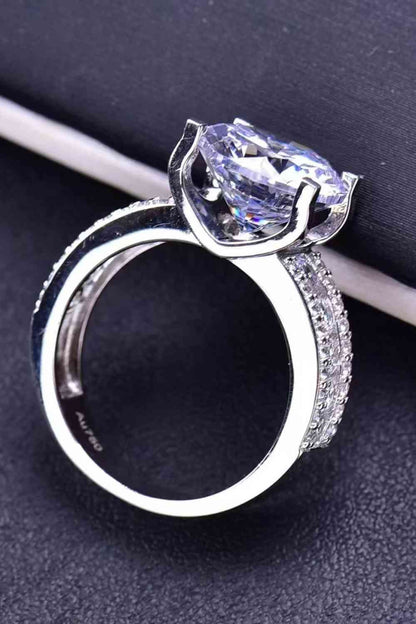 Platinum-Plated 5 Carat Moissanite Side Stone Ring - Premium Ring -  Follower Of Faith Apparel 5 carat moissanite ring, 5 carat ring, Affordable engagement rings, Bright, christian engagement rings, Engagement ring, engagement rings, minimalist style engagement ring, Moisessanite ring, Moissanite engagement ring, moissanite ring, Moissanite wedding ring, Promise ring, Sale, Ship From Overseas, unique engagement ring Shop our Christian T-Shirts & Apparel