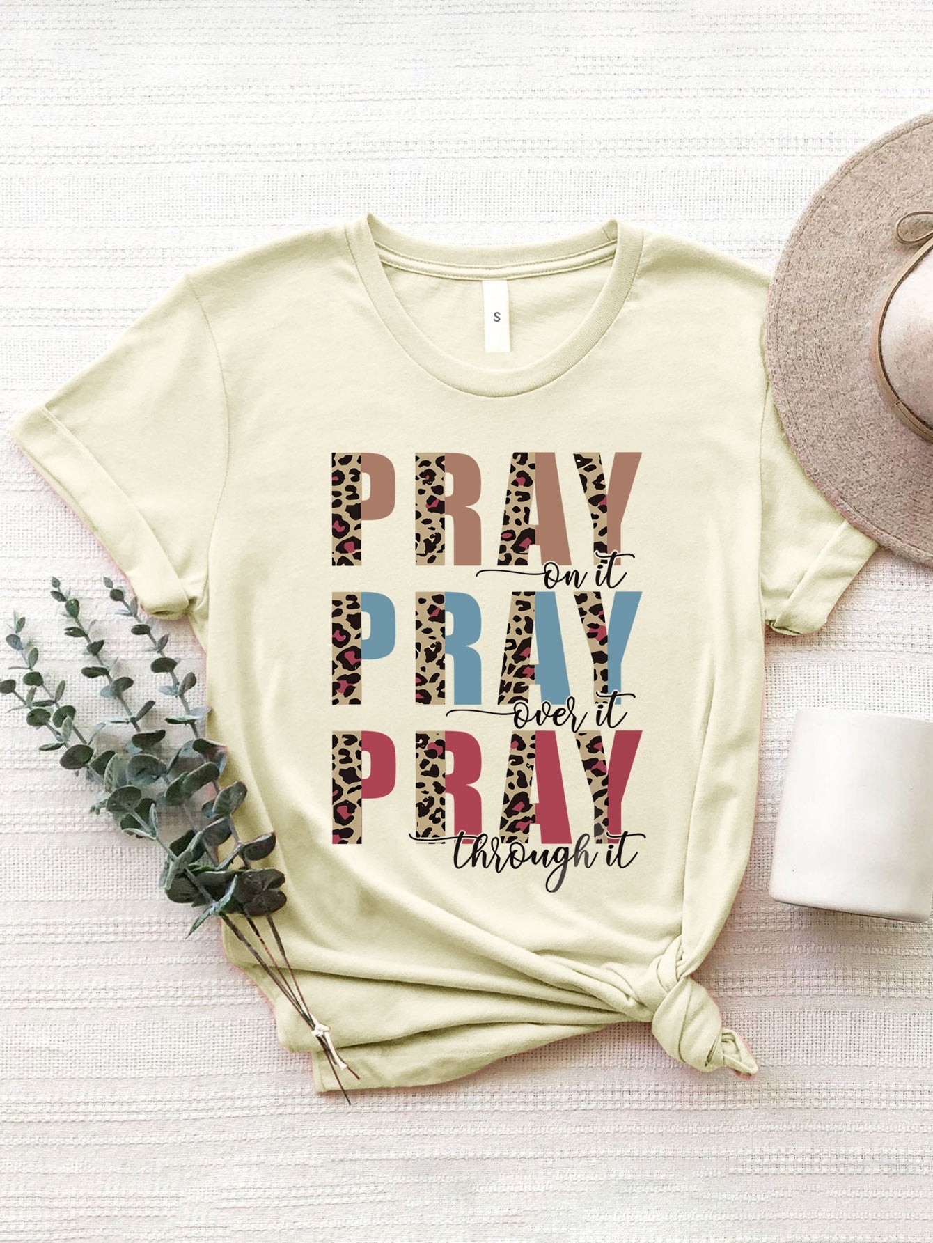 Letter Graphic Round Neck Short Sleeve T-Shirt - Premium Ladies T-Shirt -  Follower Of Faith Apparel E@M@E, Ship From Overseas Shop our Christian T-Shirts & Apparel