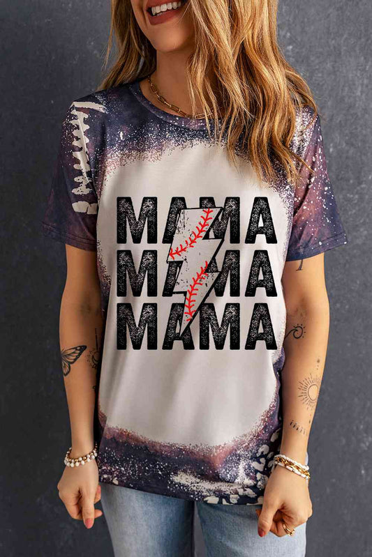 Colorful Bleached MAMA Baseball Ladies T-Shirt - Follower Of Faith Apparel